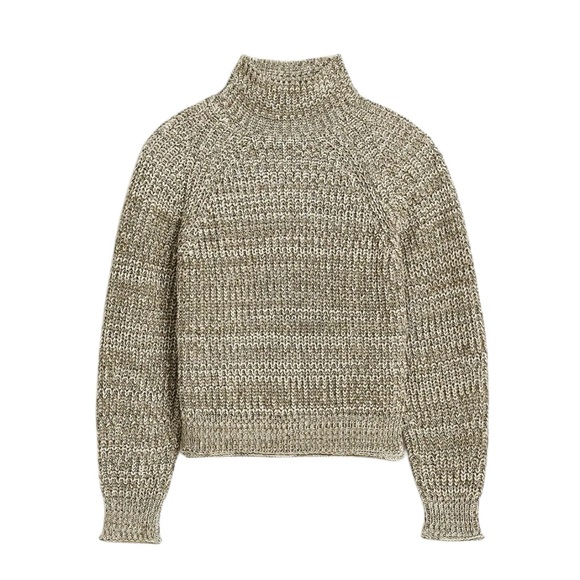 Madewell Sweaters - Madewell Marled Cotton Mockneck Sweater in Marled Ivy Combo